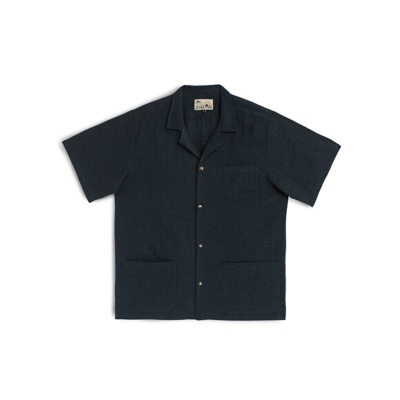 Bather Linen Traveler Shirt In Navy Mens Large Texture Short Sleeve Msrp $150 - Picture 2 of 10